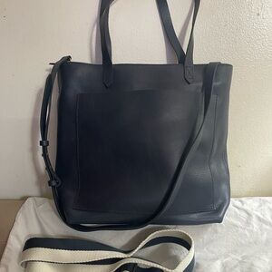 Madewell Navy Leather Tote Bag with Extra Removable Straps